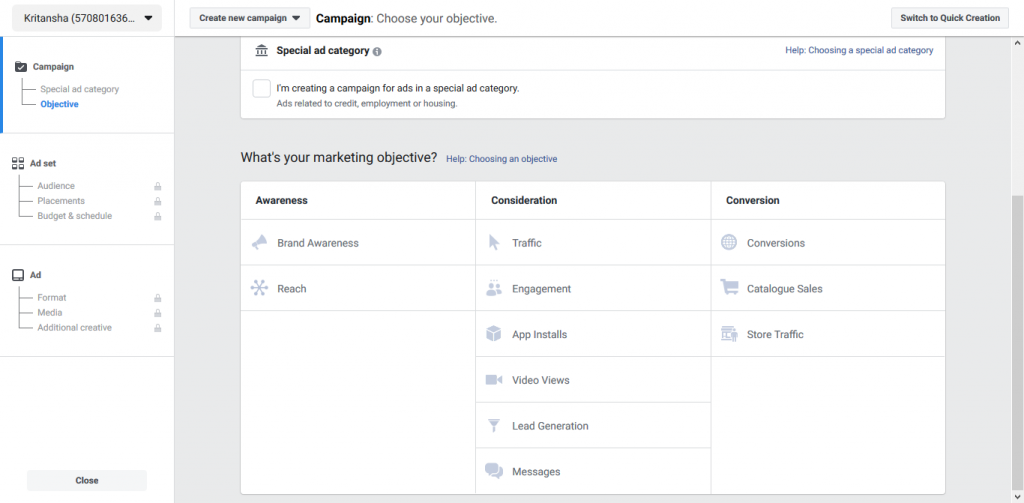 Step 2 Ads Campaign Objective  by recurpost as best social media scheduler