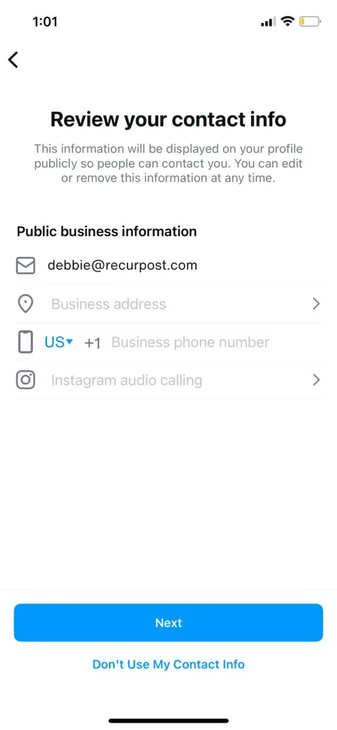 Contact info