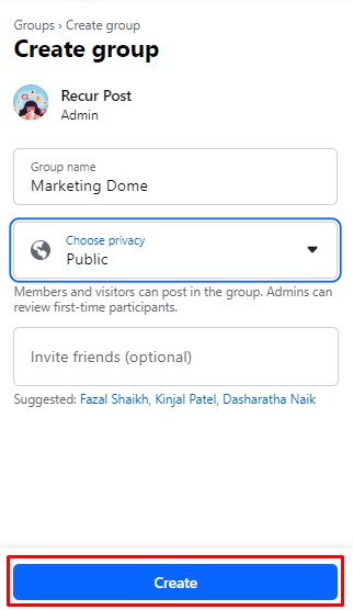 Create Facebook Group