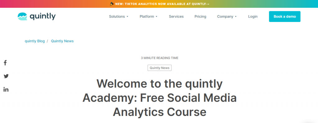 quintly - social media marketing course by recurpost