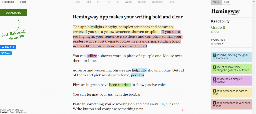 hemingway editor as blogging tool by recurpost as best social media scheduler