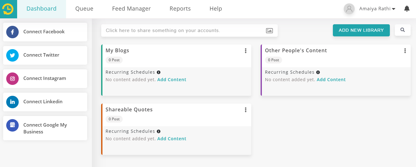 create an account to manage multiple twitter accounts by recurpost as best social media scheduling tools