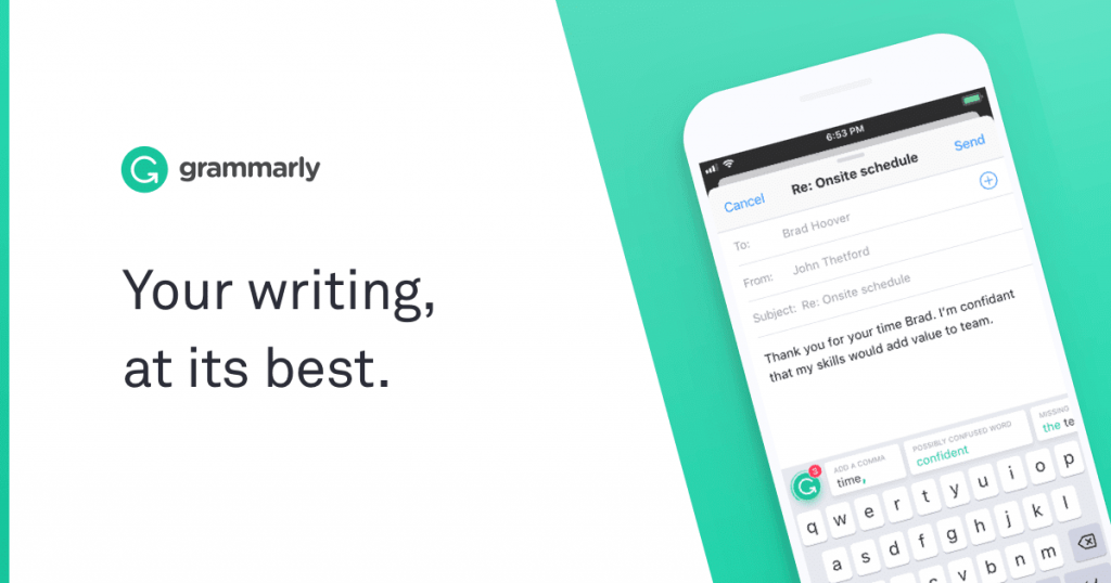 Grammarly as a content marketing tools by recurpost as best free social media scheduling tool