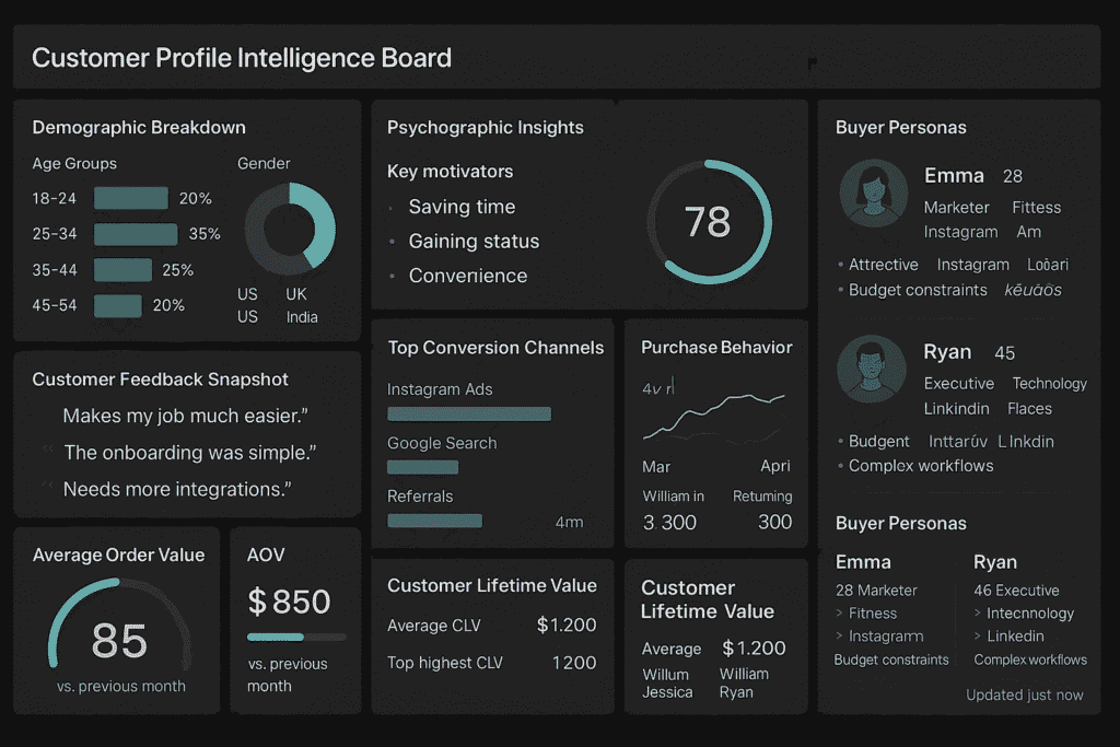 Customer profile dashboard