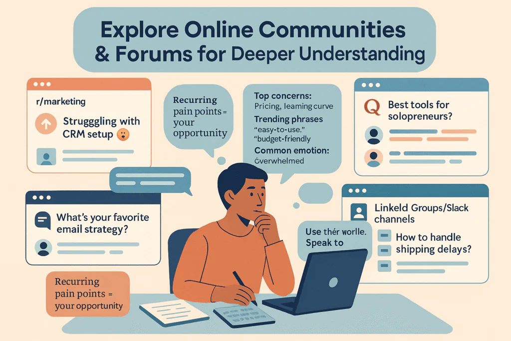 Explore online communities and forum for deeper target audience research