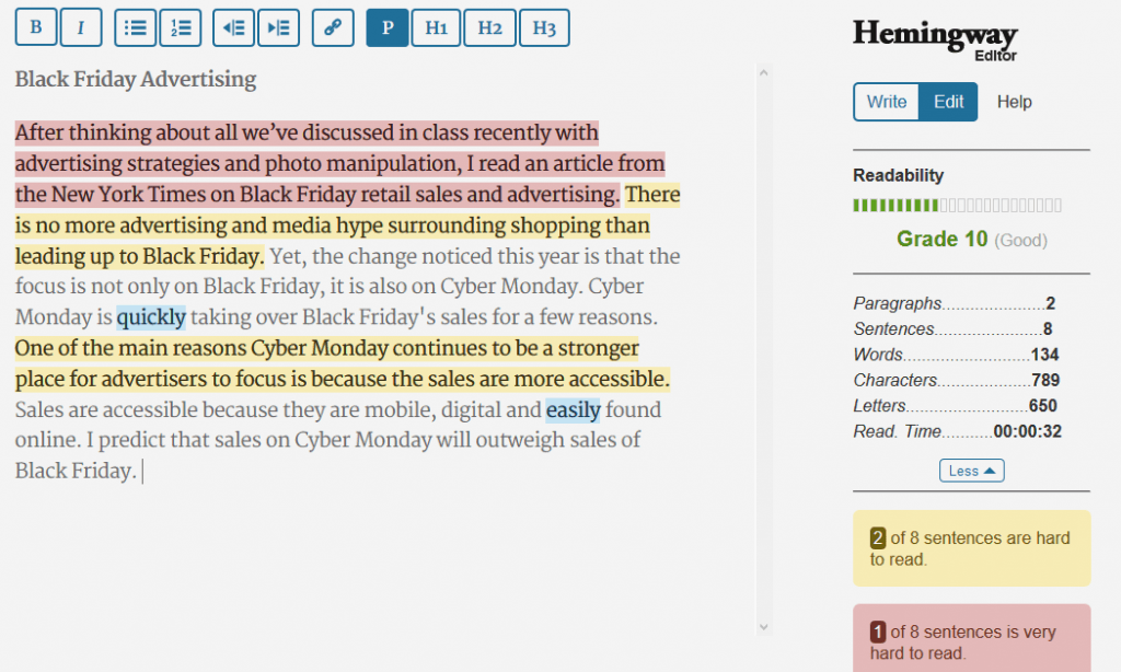 Hemingway as content marketing tools by recurpost as best free social media scheduling tool