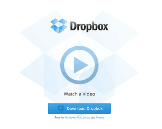 Dropbox's call to actions examples