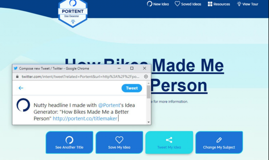 Portent’s content idea generator as content marketing tools by recurpost as best free social media scheduling tool