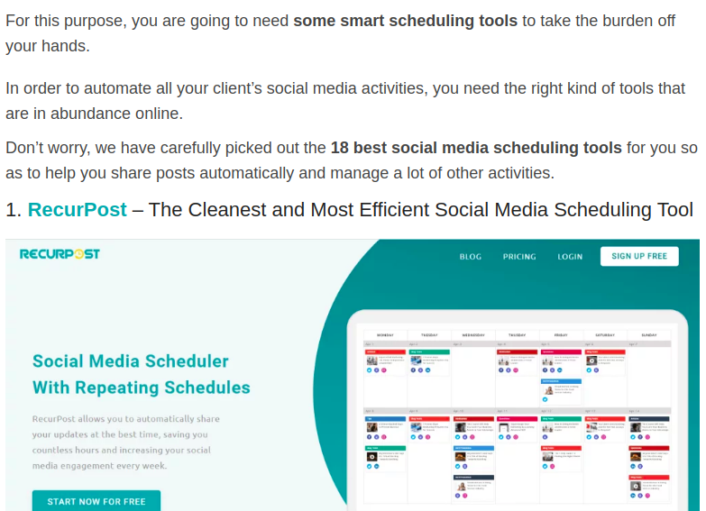Maintain proper keyword frequency as on page seo checklist by recurpost as best social media scheduling tool