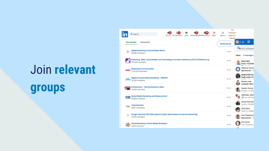 Join relevant groups on linkedin for content marketing | recurpost best social media scheduling tool 