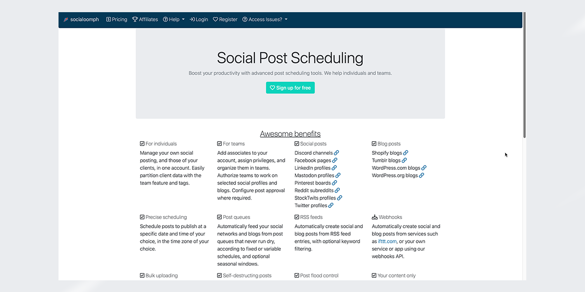 socialoomph facebbok publishing tool by recurpost best social media scheduling tool