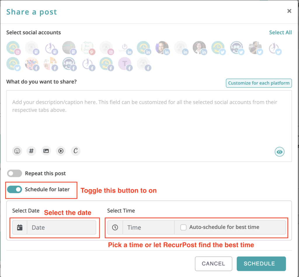 Sharing your post at the best time for your linkedin account