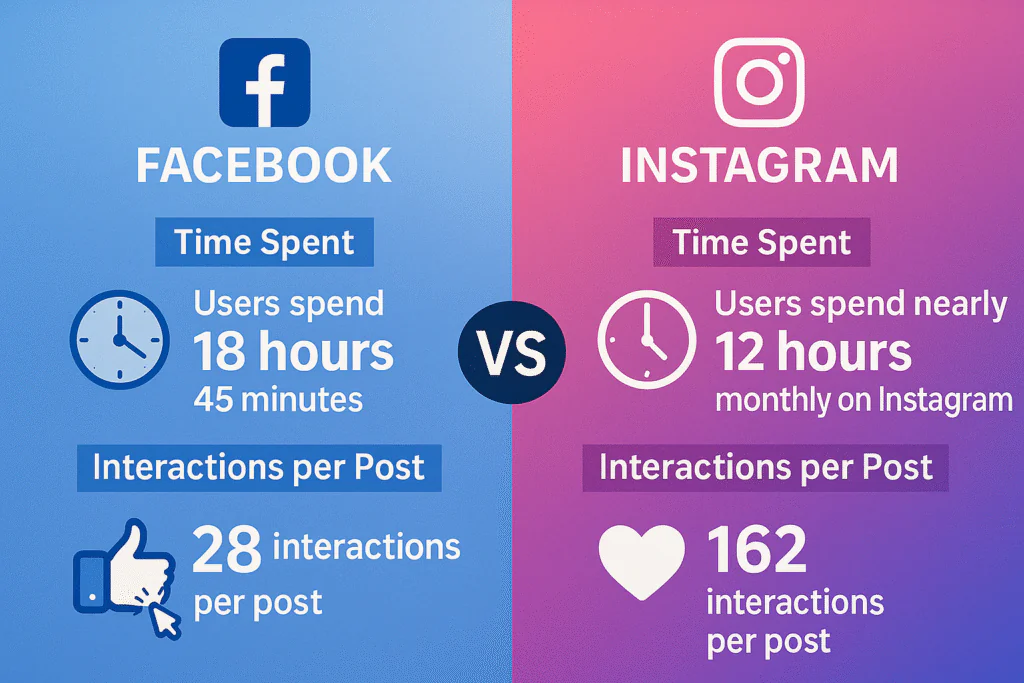 Average Time Spent Facebook vs Instagram