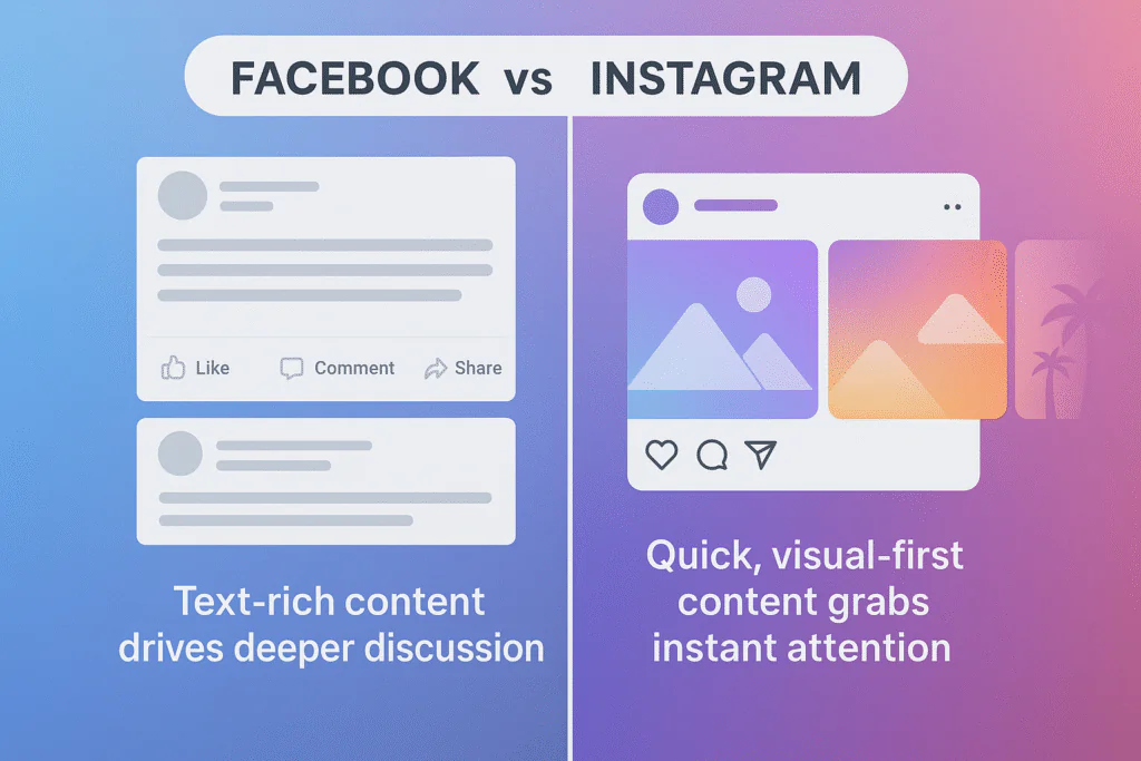 Facebook and Instagram Post Types Facebook vs Instagram