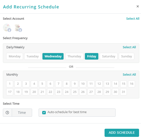 how to schedule post on facebook - recurring schedule | recurpost social media scheduler