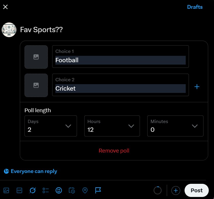 create a poll on x