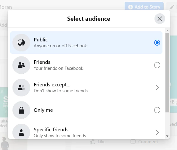 how to make a post shareable on Facebook after posting -select option