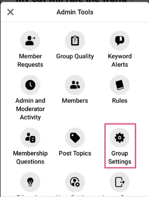 choose group settings in facebook app