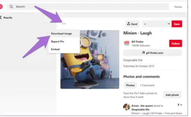 how to save a GIF from Pinterest on a desktop