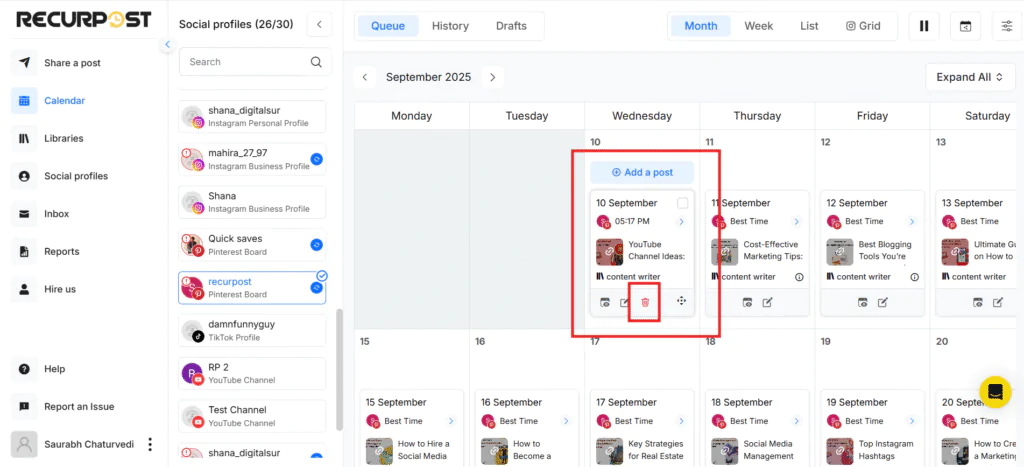 How to Delete Pins on RecurPost 2