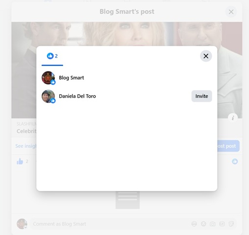 Facebook Invite from a post's reaction list