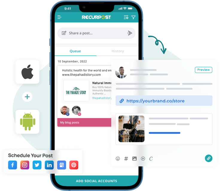 ios and android app-recurpost social media scheduler