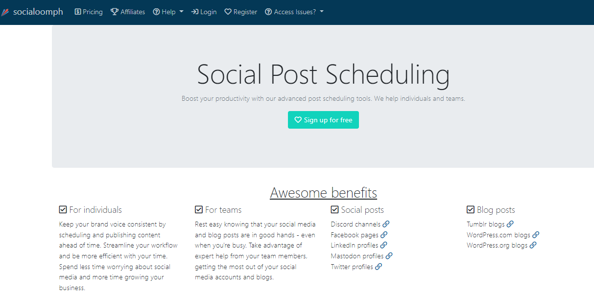 Socialoomph- Post Planner alternatives