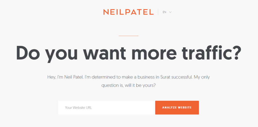 Neil Patel- one of the best digital marketing personal brand statement examples 