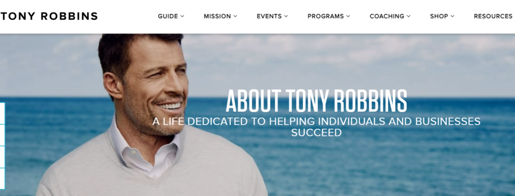 Tony Robbins- the best among life coaches personal brand statement examples 
