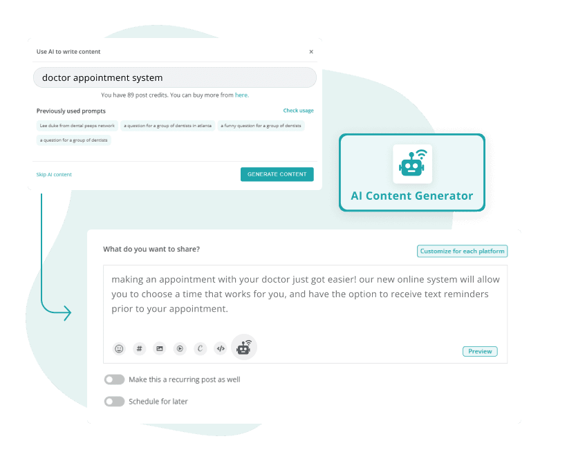 AI content generator by RecurPost