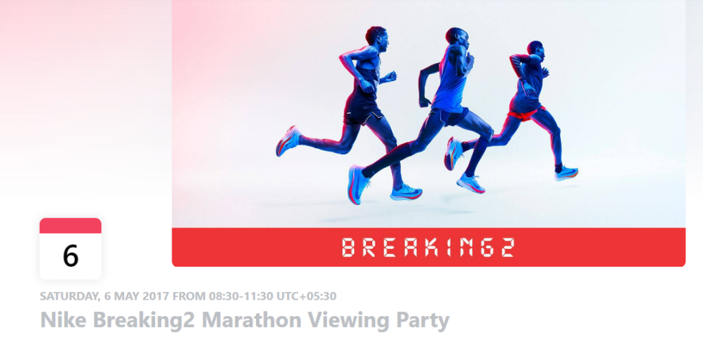 Nike #Breaking2 - create an event on Facebook