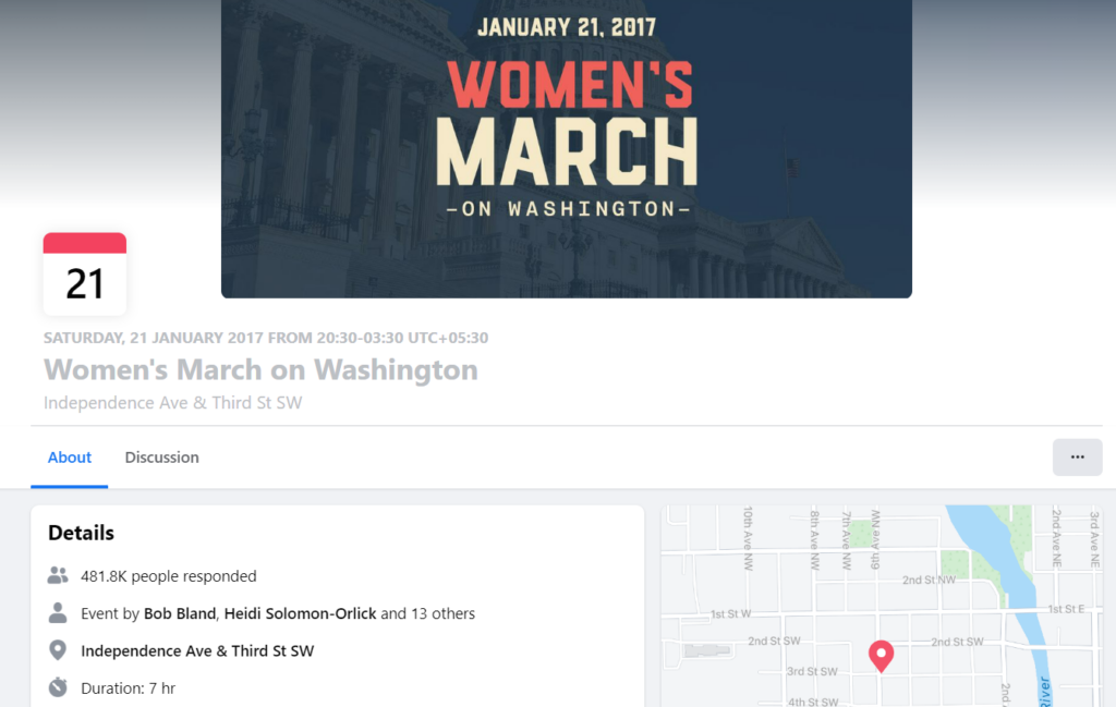 Women's march : an event on Facebook