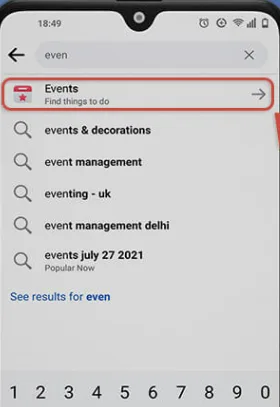 Create an event on Android mobile app