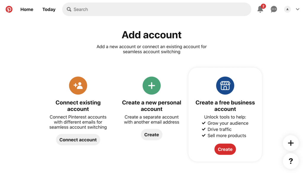 create business account to use Pinterest for blogging