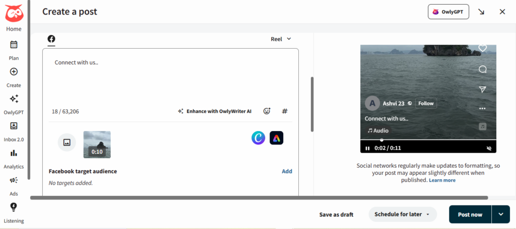 Creating A Facebook Reel in Hootsuite