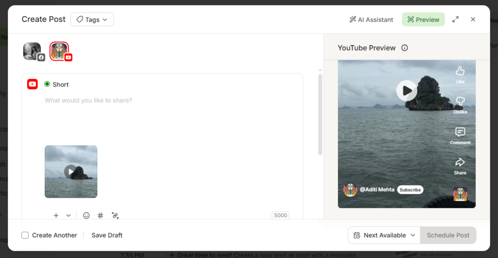 Creating A YouTube Shorts in Buffer