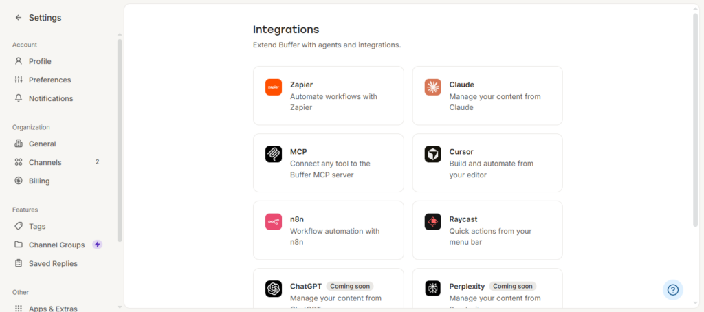 Integrations in Buffer