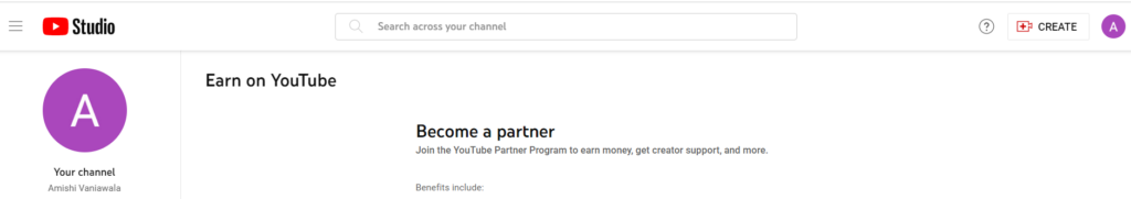 Login to YouTube studio