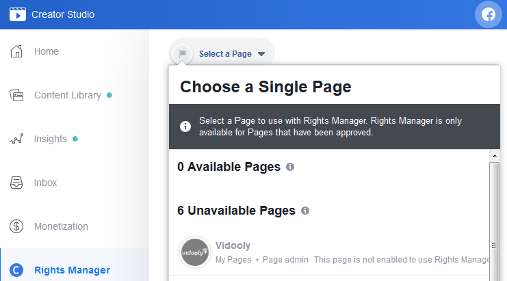 facebook creator studio rights manager
