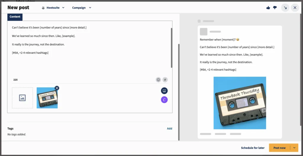 hootsuite caption customization