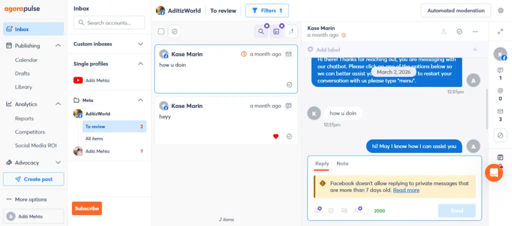 Agorapulse Social Inbox