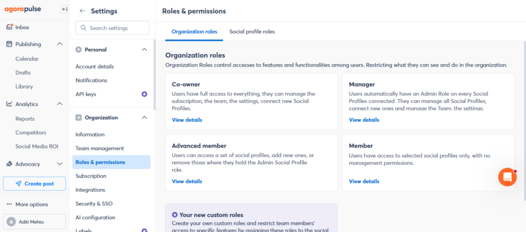 User Roles & Permissions in Agorapulse