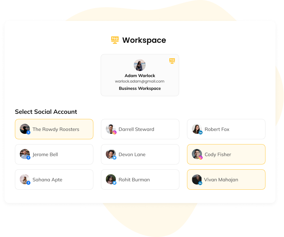 give access to selected social accounts within recurpost workspace