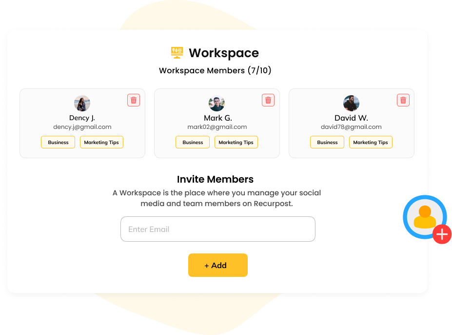 invite team members to recurpost workspace