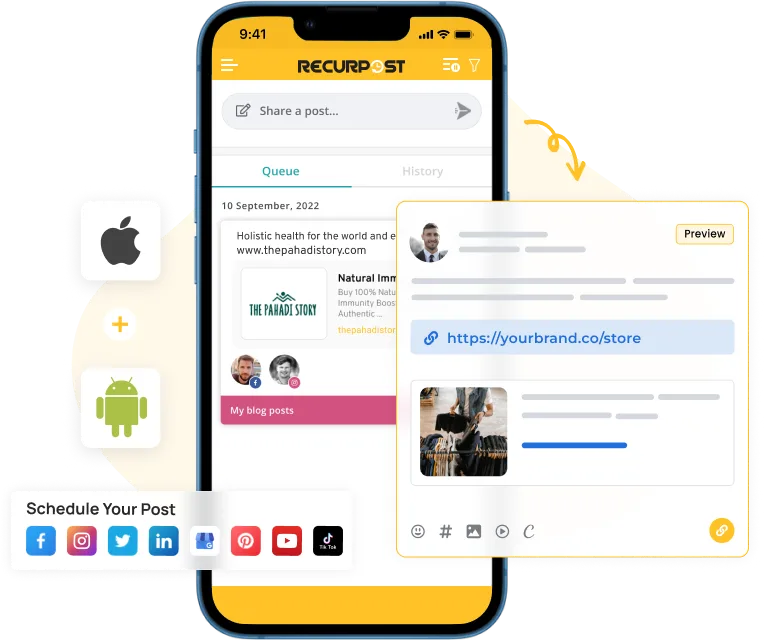ios and android app-recurpost social media scheduler