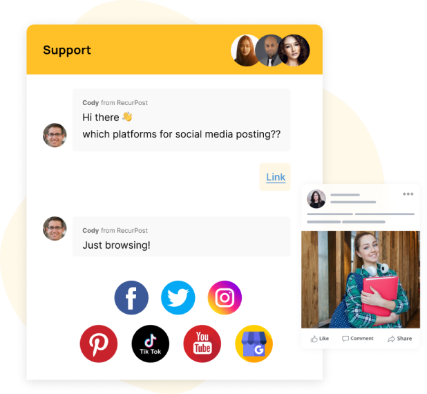 social media support-live chat support