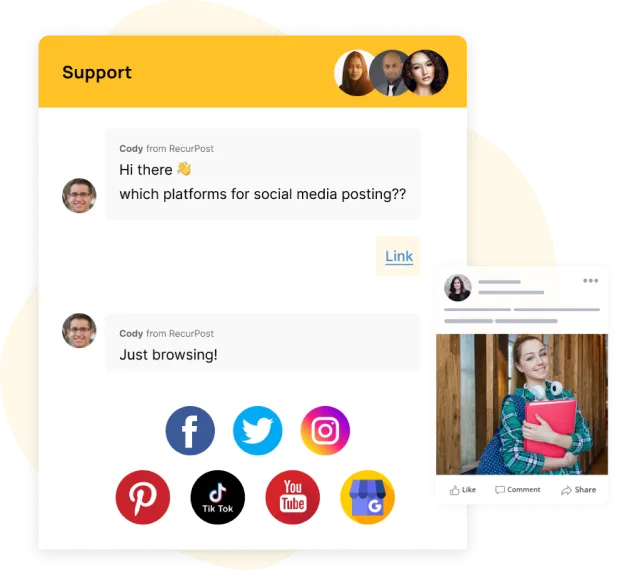 social media support-live chat support