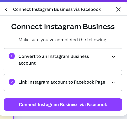 connect instagram business to canva