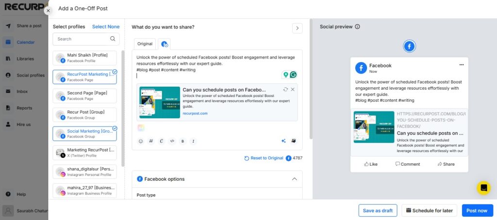 RecurPost facebook business scheduler