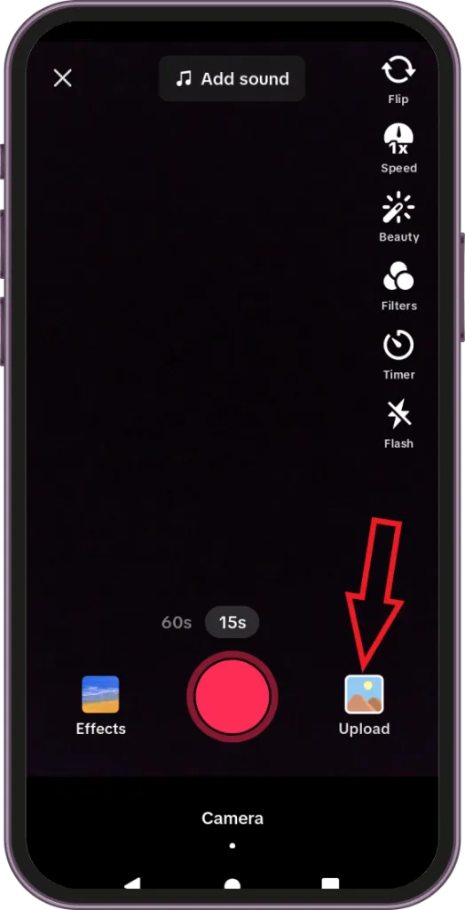 upload a video on TikTok
